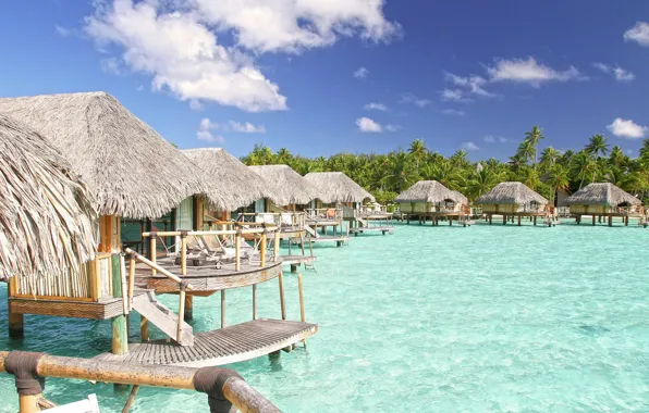 The ocean, the hotel, Bungalow, Bora-Bora