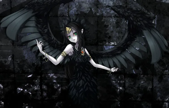 Picture darkness, despair, angel, the demon, black wings, Fallen, Fabled grimro yugioh