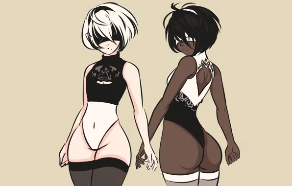 Girl, sexy, ass, thighhighs, bodysuit, anime, beautiful, short hair