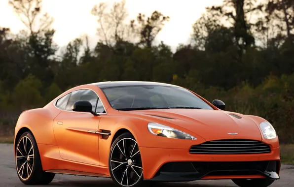 Aston Martin, Aston Martin, supercar, orange, Vanquish