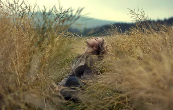 Field, girl, nature