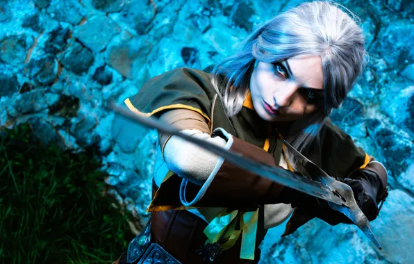 Picture girl, sword, The Witcher, Cosplay, Ciri