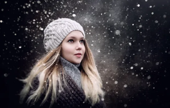 Picture winter, look, girl, snow, girl, Sergey Piltnik