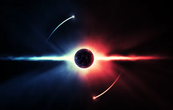 Picture red, eclipse, blue, stars