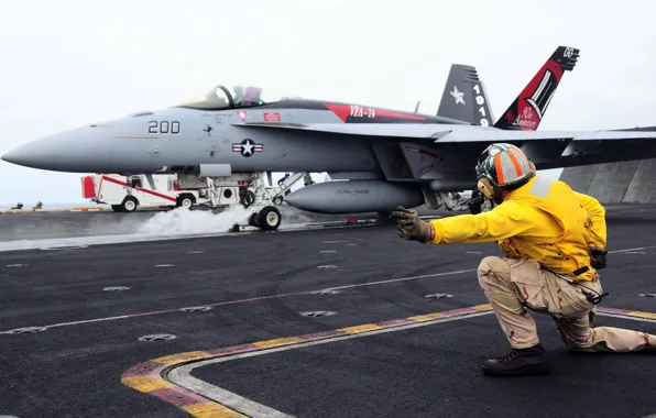 Fighter, deck, the rise, Super Hornet, F-18, deck, Adjuster