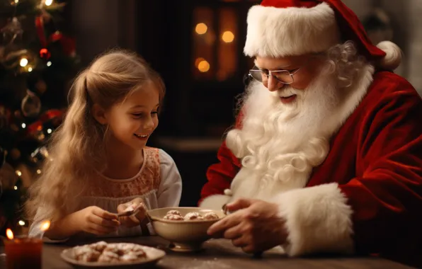 Letter, Christmas, girl, New year, Santa Claus, Santa Claus, AI art, neural network