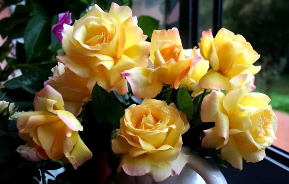 Flowers, yellow, roses, bouquet, beautiful