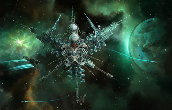 Stars, planet, spaceships, starpoint gemini