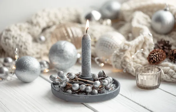 Decoration, balls, candle, Christmas, New year, christmas, vintage, balls