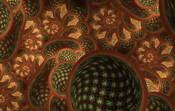 Flowers, pattern, curls, ball, 3D graphics