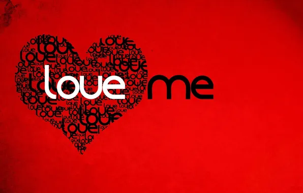 Picture Love, Heart, Red background, Love me