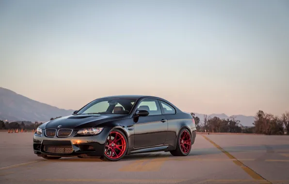 BMW, Red, Sunset, E92, Wheels, M3