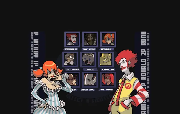 Picture girl, clown, character, selection, choice