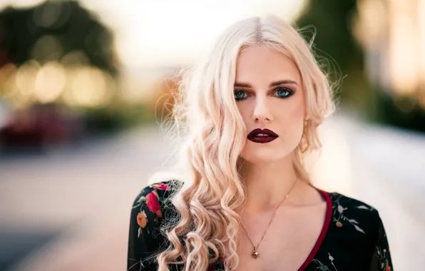 Picture girl, face, model, makeup, lipstick, blonde
