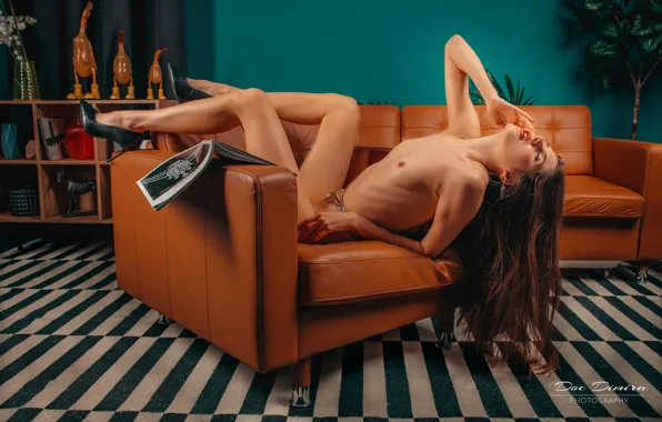 Chest, girl, pose, body, chair, shoes, legs, journal
