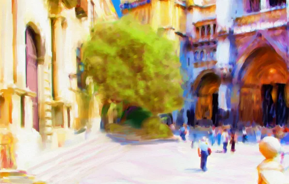 The city, paint, home, area, Spain, Toledo