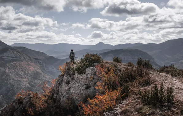 The sky, mountains, people