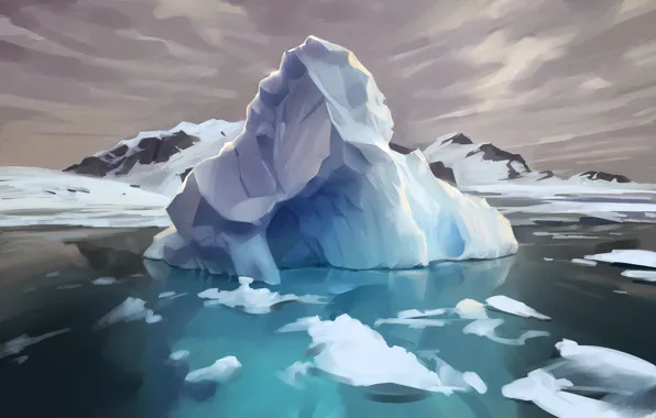 Picture ice, water, island, beauty, iceberg, art, Arctic