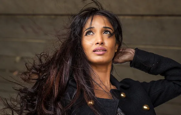 Picture girl, face, the wind, model, hair