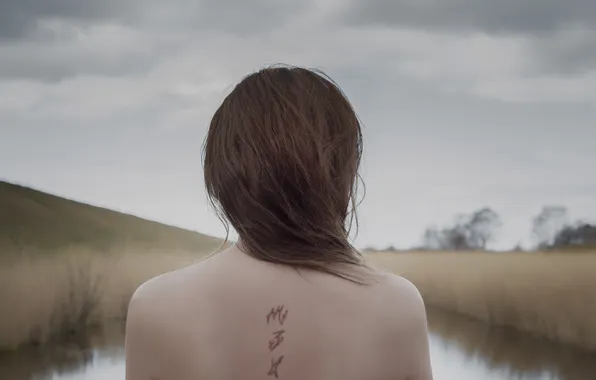 Hair, back, tattoo, bokeh