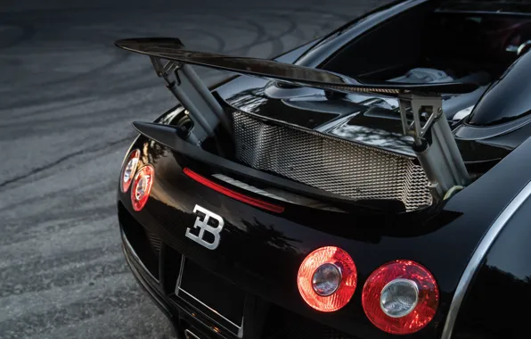 Bugatti, Veyron, logo, Bugatti Veyron, 16.4, Black Blood, rear wing