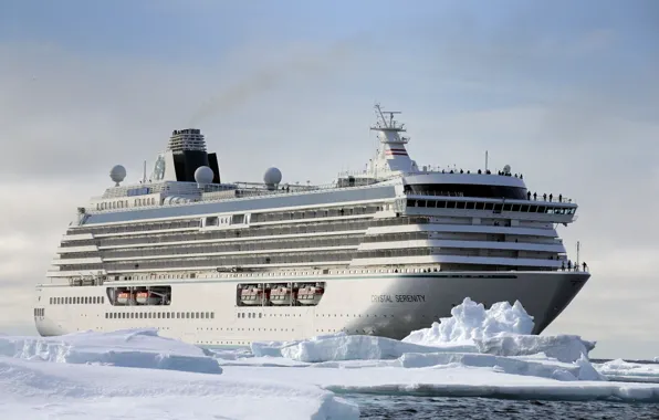 Winter, The ocean, Sea, Liner, Ice, Antarctica, The ship, Passenger ship