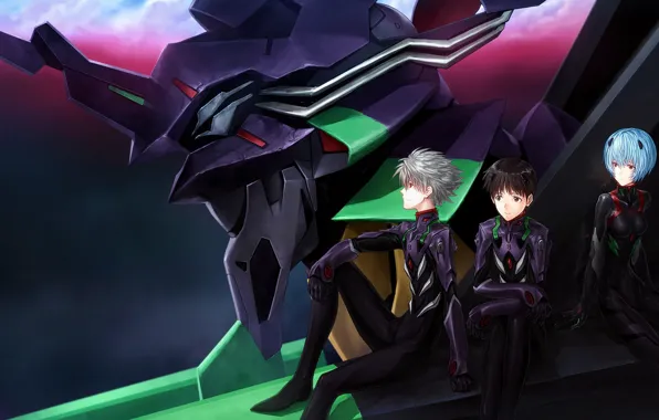 Picture robot, guy, Eva, Evangelion, Evangelion