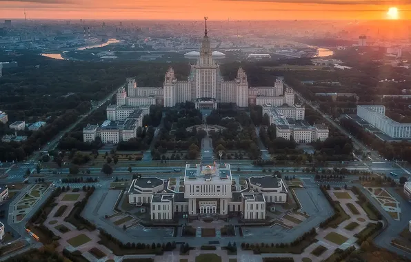 Picture Moscow, MSU, aerial photo, Kirill Sergeev, The Temple of Science