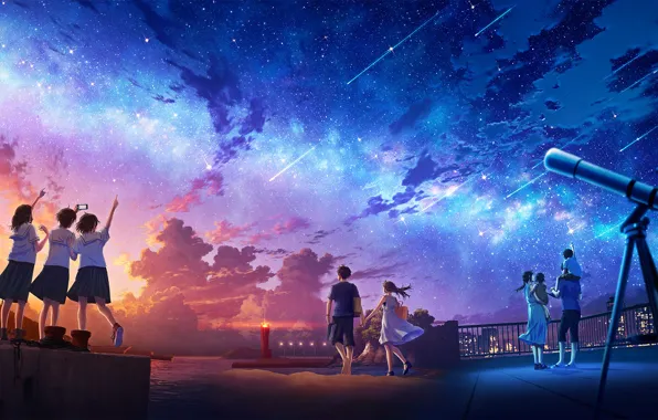 Wallpaper roof, the city, people, Starfall for mobile and desktop ...