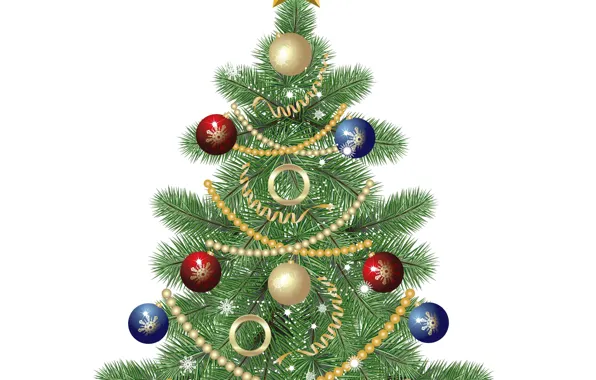 Decoration, white background, tree, vector graphics