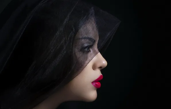 Look, beauty, black background, veil, beauty, look, black background, veil