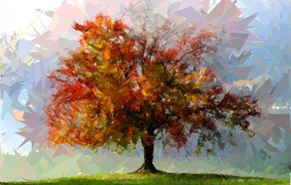Color, abstraction, tree, figure