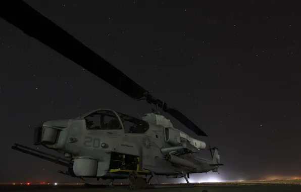 The sky, stars, helicopter, helicopter, AH-1W Cobra