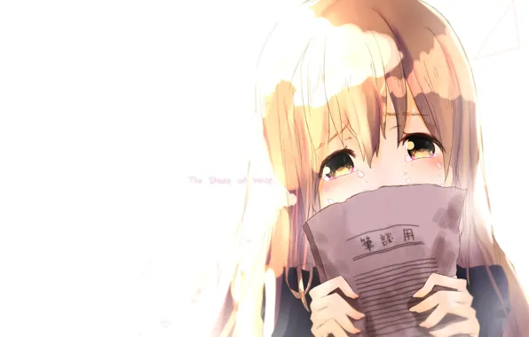 Girl, Anime, notebook, 2016, You no Katachi, A Silent Voice, Form Voice