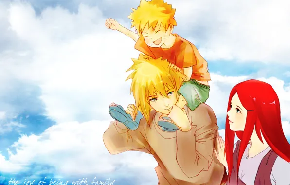 The sky, love, family, art, Anime, Naruto, Naruto, smile