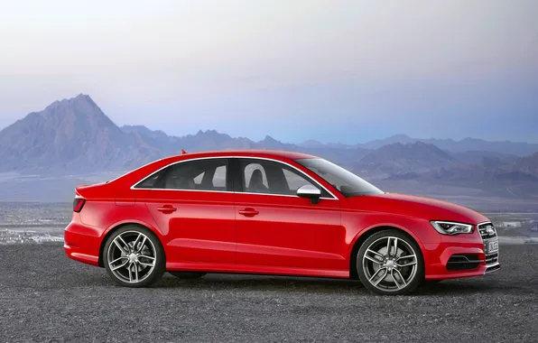 Audi, Red, Auto, Mountains, Machine, Case, Sedan, Door
