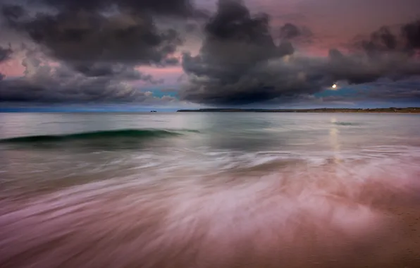 Picture sea, the sky, clouds, landscape, sunset, nature, waves, beach