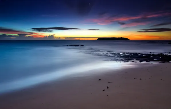 Sea, landscape, sunset