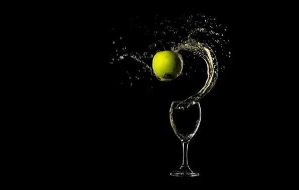 Wine, glass, Apple