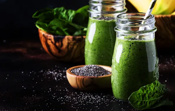 Banana, fresh, smoothies, spinach