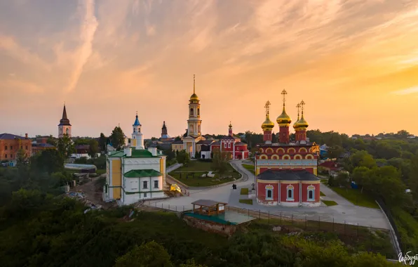 Landscape, the city, tower, temple, dome, Ilya Garbuzov, Belev, Spaso-Preobrazhensky Monastery