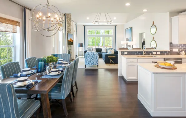 Interior, kitchen, living room, light, cozy, dining room