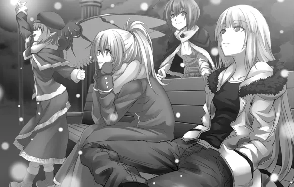 Girls, black and white, Touhou, Touhou