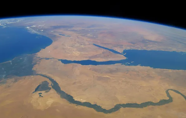 Picture river, Earth, Africa, The red sea, The Sinai Peninsula, Neil, The Mediterranean sea
