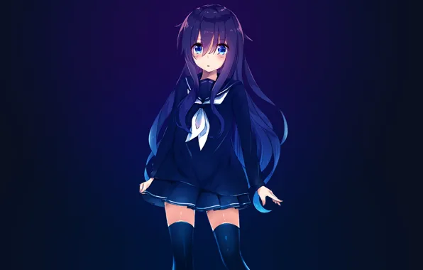 Sadness, the dark background, anime, girl, girl, school uniform, school uniform, anime