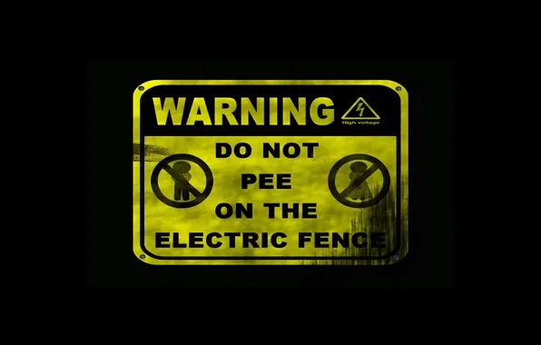 Picture shield, dangerous, fence, electric, high voltage, Warning, high voltage, do not pee