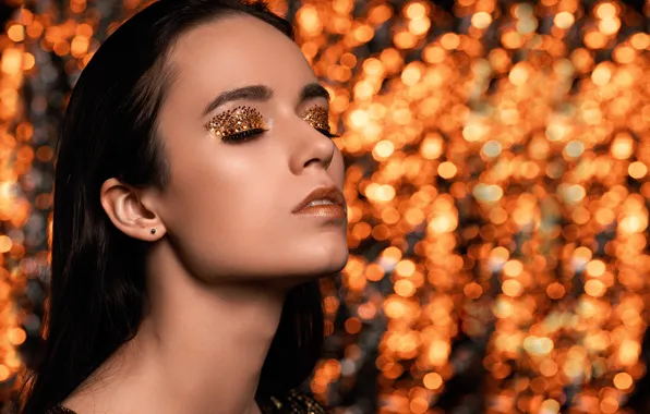 Decoration, close-up, face, glare, background, model, portrait, makeup