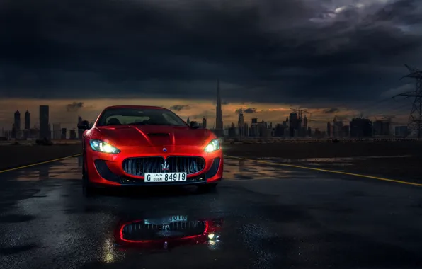 Maserati, Red, Car, Dubai, Front, Sport, Granturismo, Italian