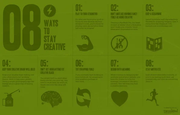 Creative, the inscription, minimalism, 8 ways to stay creative