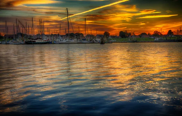 Picture sea, the sky, sunset, Nature, pier, sky, sea, nature